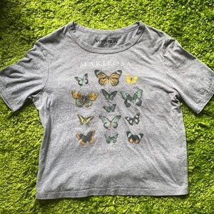 Butterfly mariposa insect heather gray top m shirt
